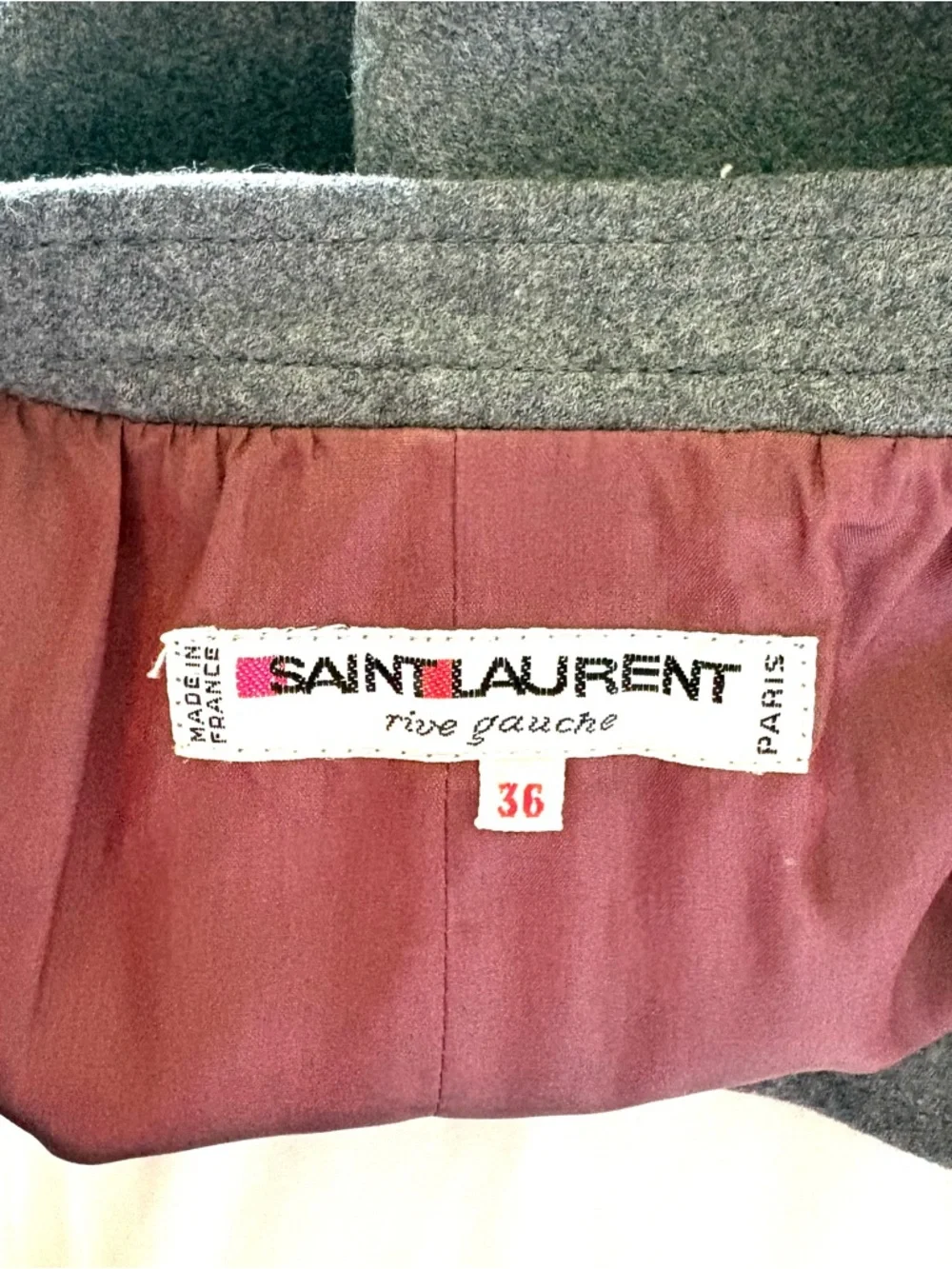 YVES SAINT LAURENT Rive Gauche Vintage Gray Wool Skirt - Picture 7 of 7